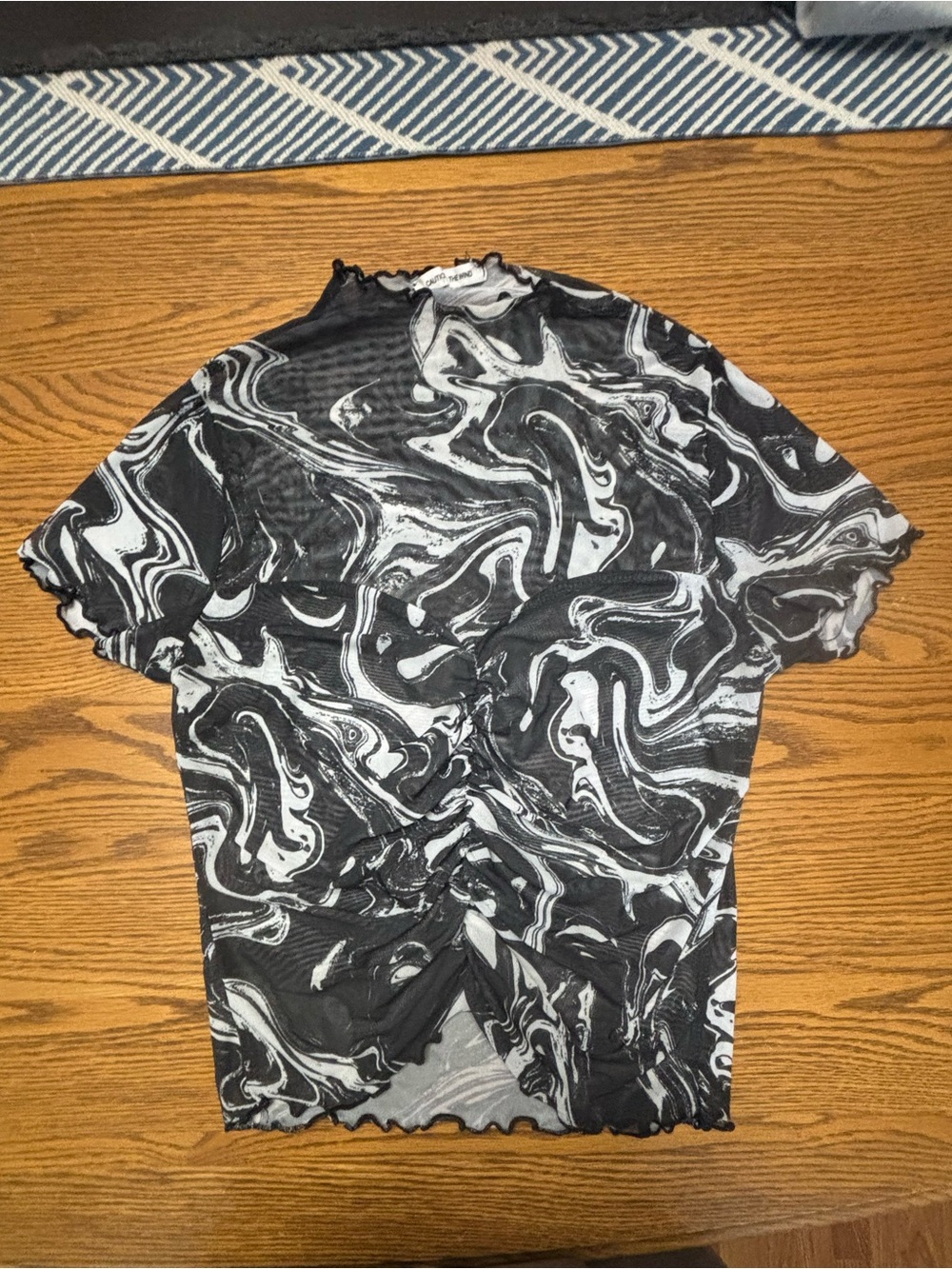 Caution To The Wind Black & White Swirl Crop Top